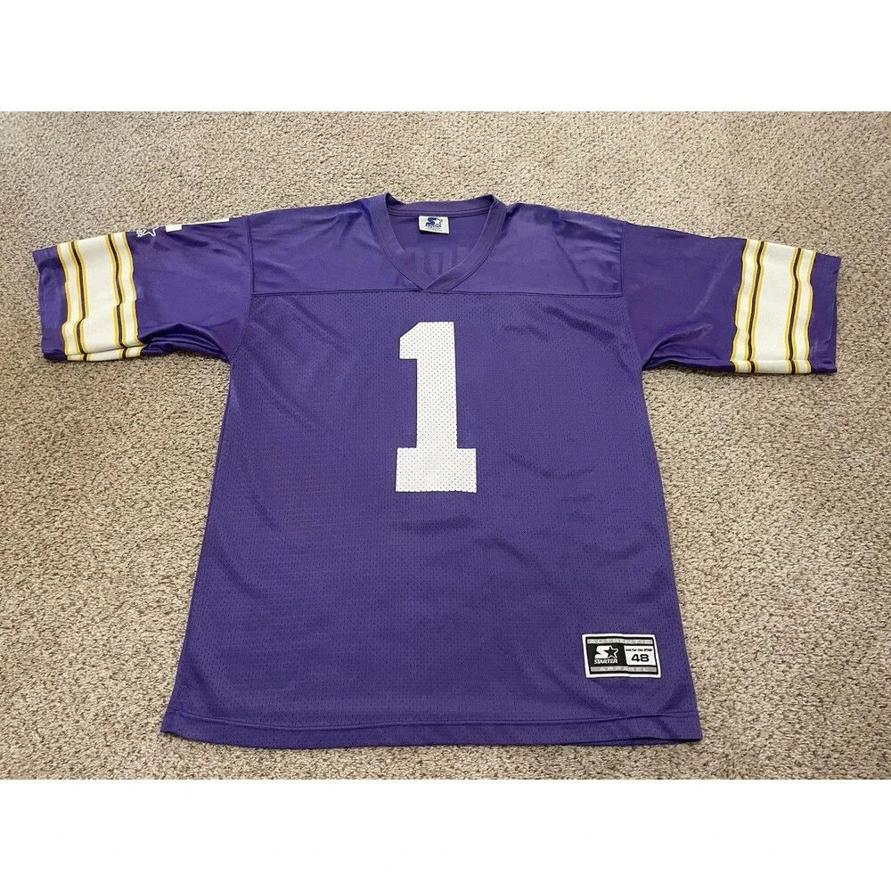 1990s Vintage Starter Minnesota Vikings Warren Moon Football Jersey Mens 48-XL